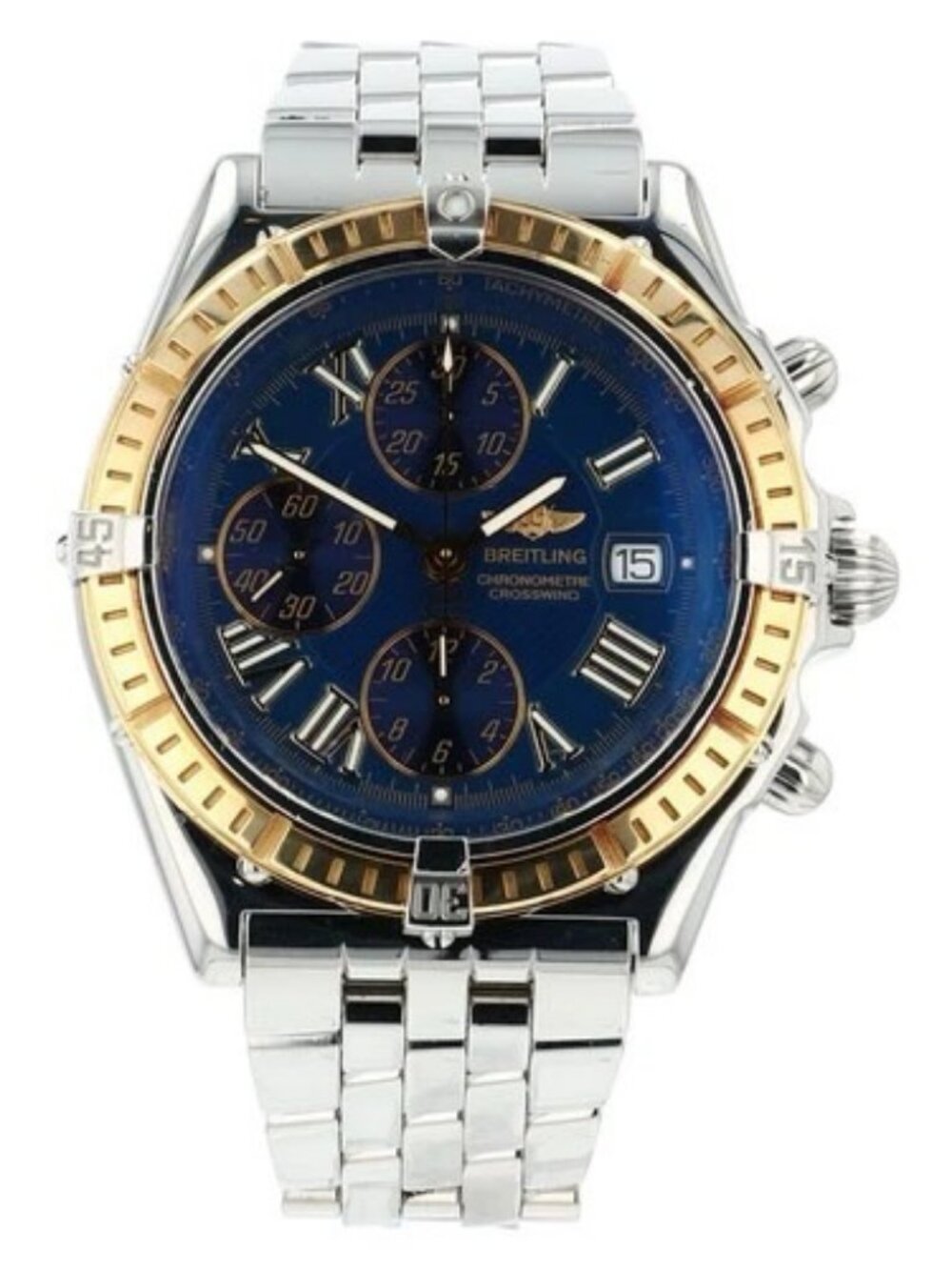Breitling Crosswind Gold & Steel Blue Dial 43mm Automatic Mens Watch D13355